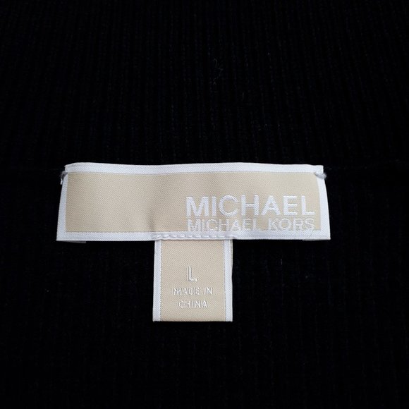 Michael Kors Black Turtleneck Fringed Sleeves Knit Dress - Picture 13 of 15